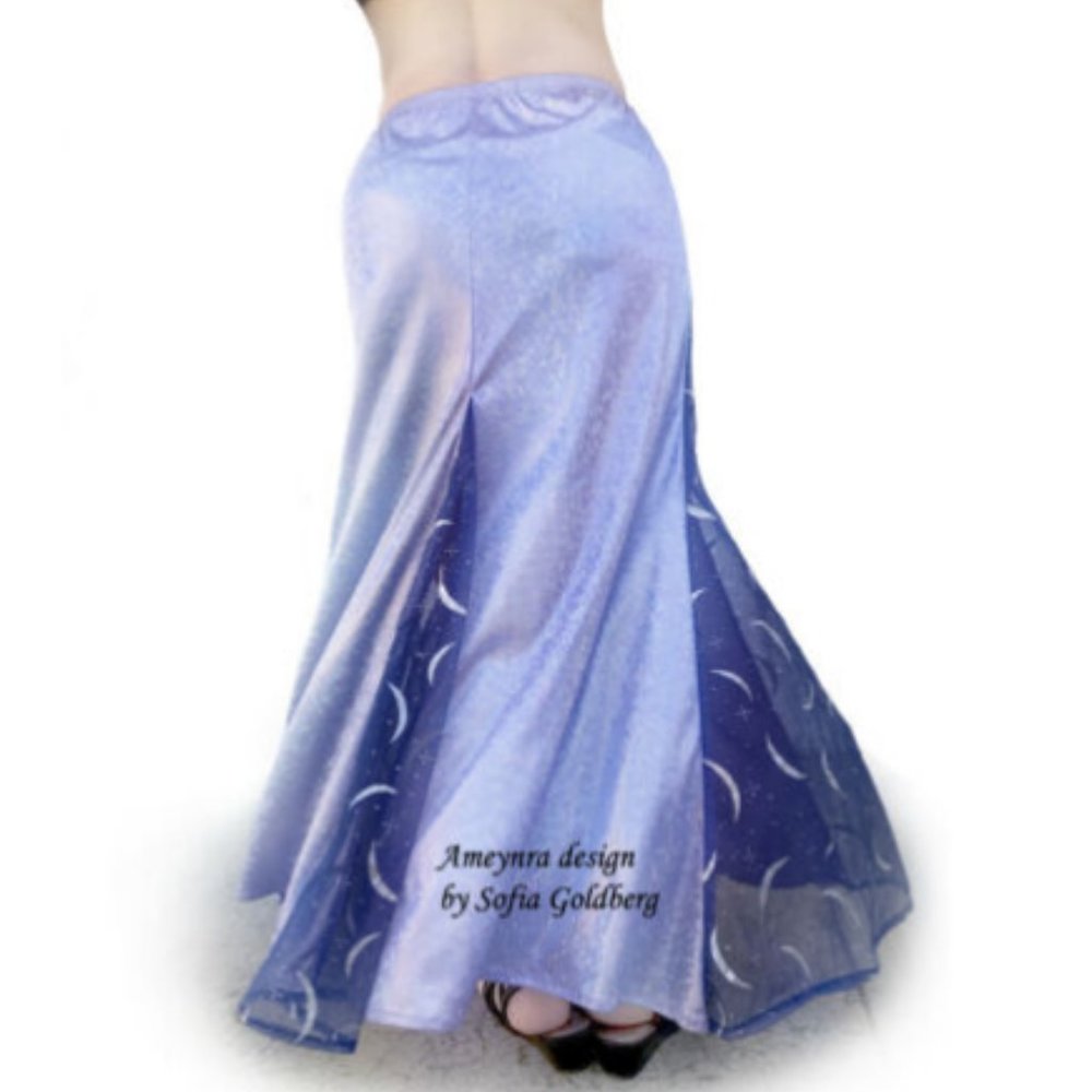Sparkling Lavender A-Line Skirt with Blue inserts. Size M. Long, New. Dancewear - Picture 3 of 4